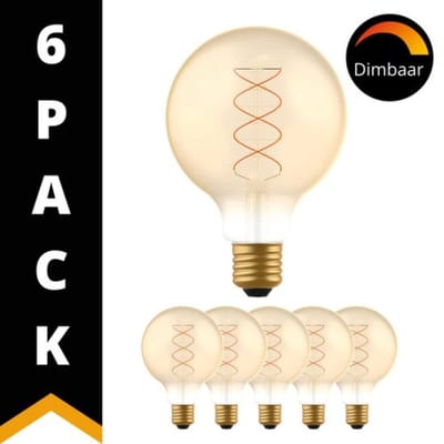 LED E27 decoratieve Filament lamp - ⌀ 95 mm – Dimbaar – 6-pack G95 led lampen
