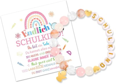 Dailygoods- Armband Schoolkind Meisjes - Beschermengel Armband - Wenskaart - Geschenkdoos - Eerste Schooldag - Leuk Cadeau - Sieraad