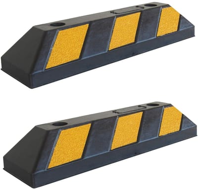 Rubberen Parkeerstop voor Garagevloer - Blokkeert Autowielen en Beschermt Autobumpers en Garagemuren - 55x15x10 cm (2 stuks)