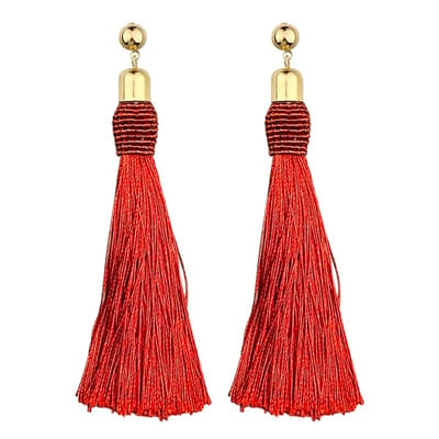 Fako Bijoux® - Oorbellen - Kwast - XXL - Retro - Rood