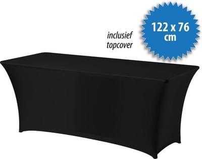 Cover Up Tafelrok Stretch - 122x76cm - Incl. Topcover - Zwart