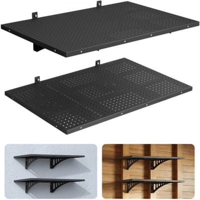 VEVOR 2-Delige Garageplankenset 914x615x225 mm Gereedschapsopslag 127 Kg Per Laag Gereedschapshouder Wandplank 914x615 mm Opbergplanken metalen Plank Gereedschapsorganizer Wandplanken