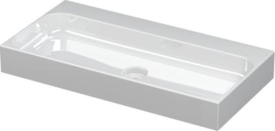 INK Unit wastafel porselein zonder kraangat inclusief porseleinen click plug 80x10x40cm, glans wit