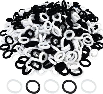 300 Haar elastiekjes voor Peuters, Zwart en Wit, 20mm Kleine Elastische Staartjes voor Meisjes Kinderen Baby's