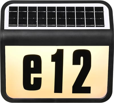 Op zonne-energie werkend verlicht huisnummer met 2 LED's, antraciet, kunststof huisnummerlamp met schemersensor, op zonne-energie werkend buitenhuisnummerbord - zwart NAIZY
