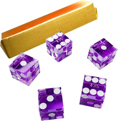 Set van 5 Precisie 19mm Craps Dobbelstenen met Razor Randen en Hoeken - Paars
