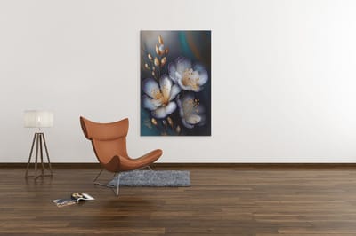 Canvas Schilderij - Bloemen - Wit - Paars - Bloemen Schildrij - Wanddecoratie - 120x80x2 cm