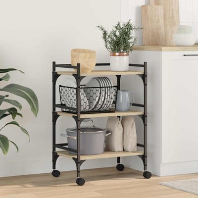vidaXL - Keuken - Trolley - Sonoma - Eik - 50 - x - 35 - x - 75,5 - cm - Bewerkt - hout