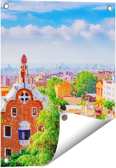 Gards Tuinposter Park G�ell in Barcelona - Kleurrijk - 40x50 cm - Tuindoek - Tuindecoratie - Wanddecoratie buiten - Tuinschilderij