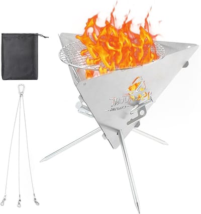 Draagbare Kampvuur - Buitenhaard Picknick - Outdoor Ontspanning - Hertenpatroon Design - 29x26.5cm - Zilver