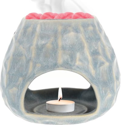 Scentchips® Bol Gebeiteld Waxbrander - Geurbrander - Oliebrander - Wax Melts Brander - Aromabrander - Ook Geschikt Voor Essentiële Oliën - Geurolie - Waxmelts - Grijze Wassing