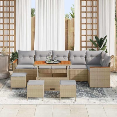 vidaXL - Tuinbank - Set - 10 - st - 6-Aantal - zitplaatsen - Beige - Poly - rattan