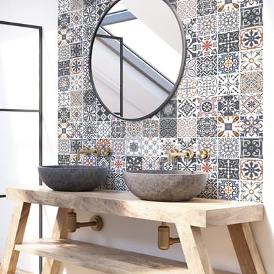 Zelfklevende tegelmuurstickers voor keuken en badkamer - 30 Joniva Azulejo tegelstickers - 30 stickers 20x20cm