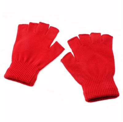 Vingerloze winterhandschoenen - Warme handschoenen - Vingerloos - Fingerless gloves - Rood - One size - Jonyx