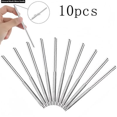 10 Pièces Manche de Miroir Dentaire en Acier Inoxydable Sans Miroir Outil de Dentiste pour Examen Dentaire Manche Unique white