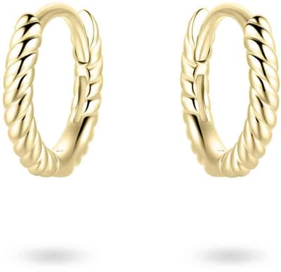 GISSER Jewels VGKCJ1/10 - Oorbellen - Oorringen met Scharnier Sluiting - Massief Gedraaid - 1.5mm Breed - 10mmØ - 14 Karaat Geelgoud