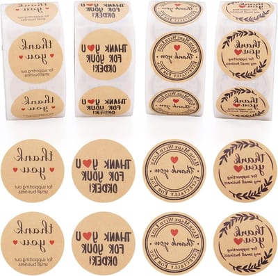 Ronde Zelfklevende Stickers voor Cadeaus, Verpakking en Scrapbooking - Vintage Papieren Decals in 4 Rollen