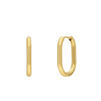 Lucardi Dames Stalen goldplated oorringen ovaal - Oorbellen - Staal - Goudkleurig