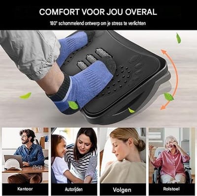 Ergonomische Voetensteun Onder Bureau – Voetsteun met Massagefunctie en Antislip Onderzijde – Voor Kantoor, Thuiswerkplek en Reizen