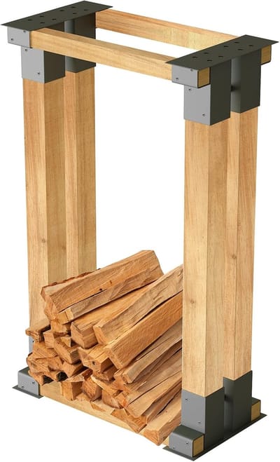 Houtstapelsteunen - 4-delige Set Stalen Constructie voor Droog en Net Haardhout