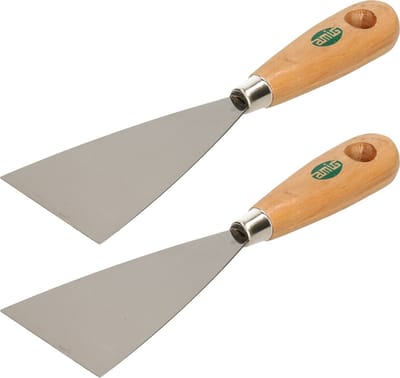 Amig Plamuurmes - 2x - werkbreedte 70 mm - conisch geslepen staal - houten greep