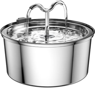 ApexArte® Drinkfontein Kat - Kattenfontein - Drinkbak Hond - Waterdispenser - Zilver