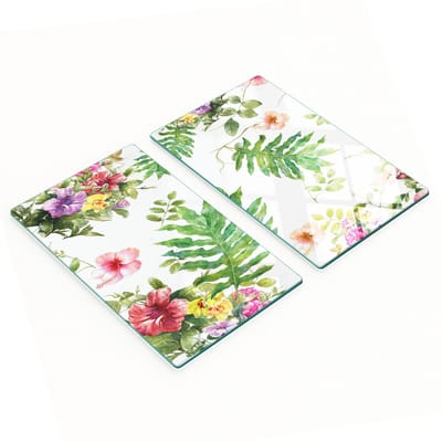 Multifunctionele decoratieve glazen snijplanken voor de keuken met bloemenpatroon, 2x30x52 cm