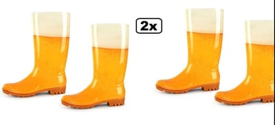 2x Paar Regenlaarzen Bierprint dames mt.39-40 - Themafeest carnaval plensbui water evenement festival