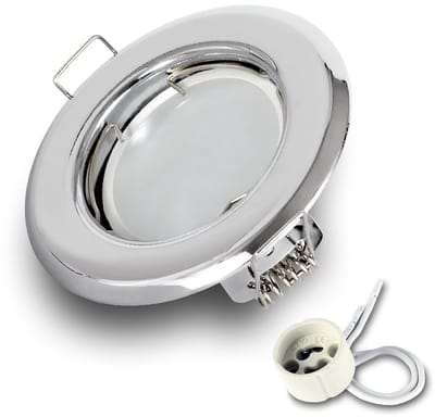 Kwazar Luminaire - Inbouwspot GU10 - LED-spot, plafondspot, inbouwspot - Inbouwframe rond met lamp GU10 7W neutraal wit 4000K - voor woonkamer, keuken, hal - RIK15 - Set zilver