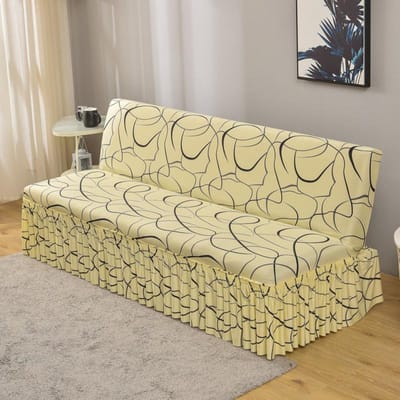 nieuwe all-inclusive slaapbankhoes, stretch futon slaapbank hoezen, bankbeschermer voor kind, huisdieren, gemakkelijk te wassen S(length 120-155cm) beige