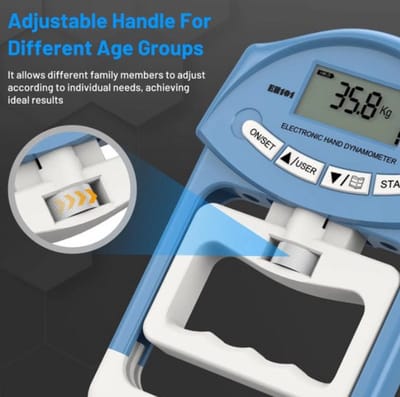 Digitale Handdynamometer met LCD-scherm – 90 kg Handkrachtmeter voor Griptraining, Revalidatie & Fysiotherapie –Handknijpkracht Meter voor Spierkracht Testen