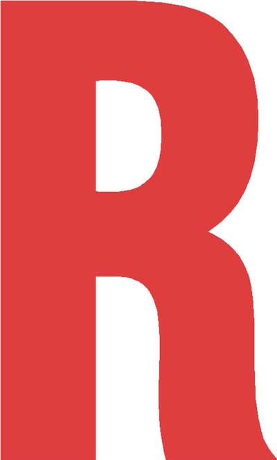 Letter R 10x5CM ROOD naam, woord, magazijn, stellingen, showroom, bedrijf, route, openbare gebouwen