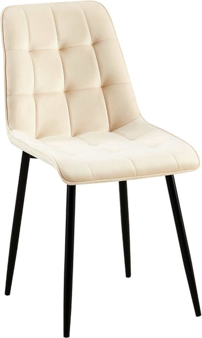 CLP Gifford Eetkamerstoel - klassiek - zonder armleuning - Velvet - fluweel - creme Fluweel