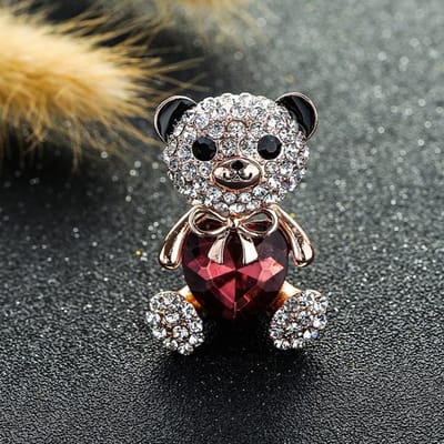 Couleurs Choisir Broche Ours Cœur Cristal Grand Mignon Épingles et Broches Animal Pour Femmes Robe Manteau Badges Bijoux