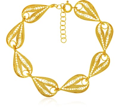 Cavill - Vergulde 925 Sterling Zilver Armband Dames - Lichtgewicht Filigraan Design - Verstelbaar 18,5 cm - Goudkleur Druppel