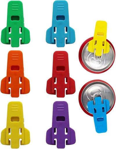 6-delige handmatige blikopener - Blikopener met volledige dekseltrekring - Beschermer voor het deksel van een drankblikje - Geschikt voor frisdrank, cola, bier, frisdranken - Rood, geel, groen, oranje, paars, blauw