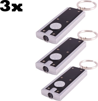 Hospitrix - 3 Pack Sleutelhanger met LED Lampje - ZWART - Verlichte Sleutelhangers - Zaklamp met LED Licht