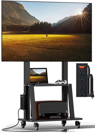 Mobiele tv-standaard zwart - flexibele draagconstructie voor tv's