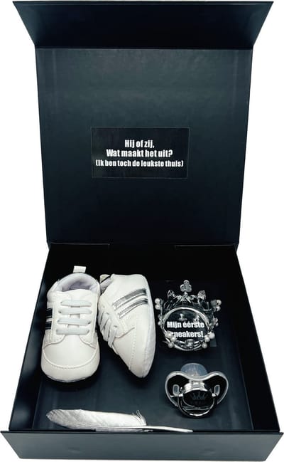 Kraamcadeau unisex met speen - Koetsiekoetsie kraamcadeau -cadeau gender reveal, babyshower - cadeau voor zwangerschap