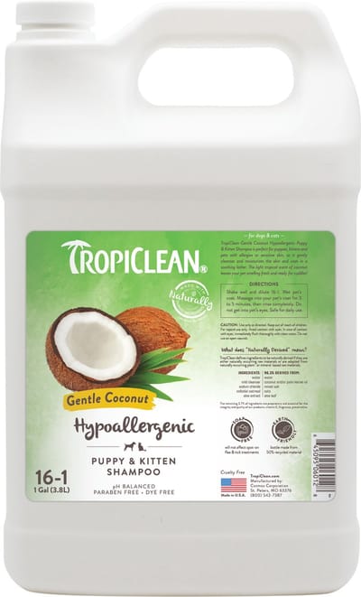 TropiClean Zachte Kokos - Hypoallergene Hondenshampoo - Puppy en Kitten - 3.8 L
