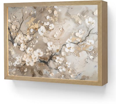 Wandlamp 40x30 cm - Oplaadbaar - Bloemen - Wit - Goud - Beige - Luxe - Wandlampen binnen woonkamer - Slaapkamer lamp - Decoratieve nachtlamp - Vloerlamp draadloos