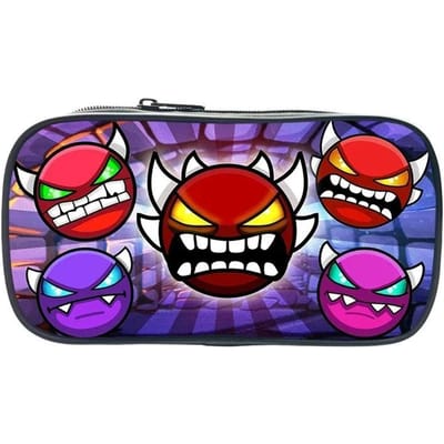 Trousse à Crayons Géométrie Dash Dessin Animé Rigolo Boîte à Maquillage Sac à Crayons Grande Capacité Fournitures Scolaires Étudiants Sac à Papeterie Cadeaux Enfants