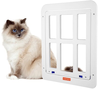 MAGICSHE Hondenluik Vliegenraam - Kattenluik Hordeur Voor Grote Kat - Kattenklep Buitendeur - Hondenklep Met Magneten Voor Middelgrote En Grote Honden - Magnetisch & Afsluitbaar Wit