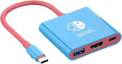 Docking Station, geschikt voor Nintendo Switch, TYPE-C Hub met HDMI en USB 3.0 Perfect voor reizen en gaming Kleur Rood/Blauw