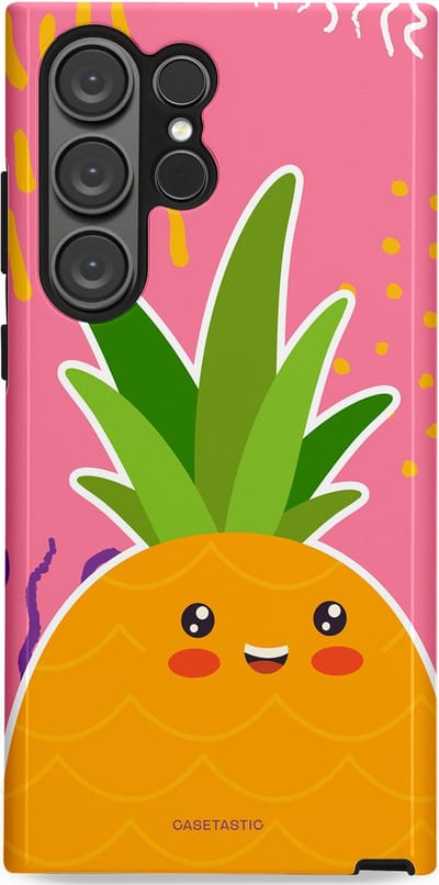 Casetastic Hoesje Geschikt voor Samsung S23 Ultra - Stijlvolle Beschermende Duo-layer Case - Zoete Ananasdroom