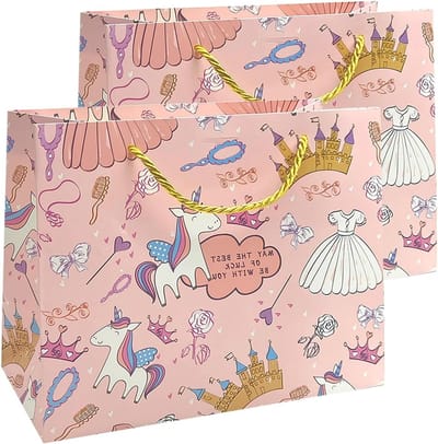 Middelgrote cadeauzakjes 2 stuks, 25 x 20 x 12 cm, papieren zakken met handgrepen voor verjaardagen en bruiloften, feestelijke verpakkingen