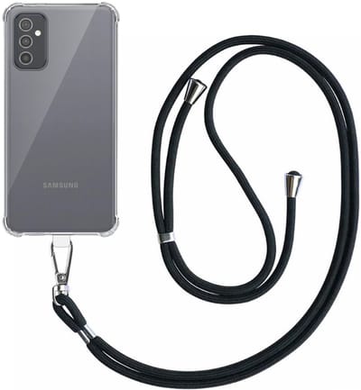 Smartphonica Telefoonhoesje Geschikt voor Samsung Galaxy M52 5G Transparant Schokbestendig met Afneembaar Universeel Telefoonkoord - Backcover Case Siliconen ShockProof with Lanyard geschikt voor Samsung Galaxy M52 5G