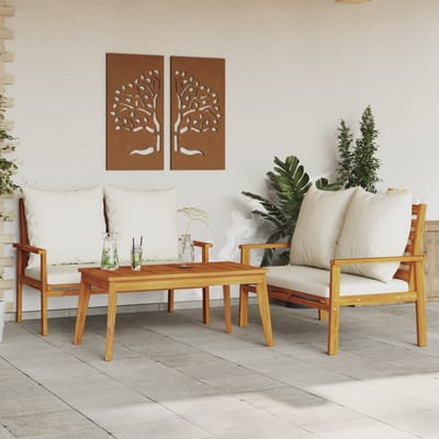 vidaXL - 3-delige - Loungeset - met - kussens - massief - acaciahout