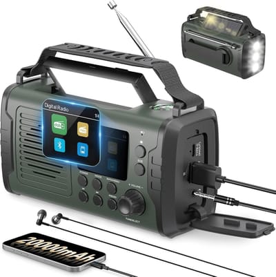 Noodradio DAB - Draagbare radio - Buitenactiviteiten - Grote accu - 20000 mAh - Groen