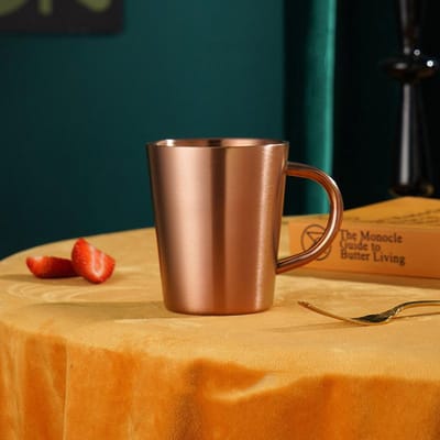 300ml Dubbellaagse Waterbeker 304 Roestvrij Staal Thermische Koffie Bier Mok met Handvat Goud Zilver Warmte-isolatie Koffiekop 300ml